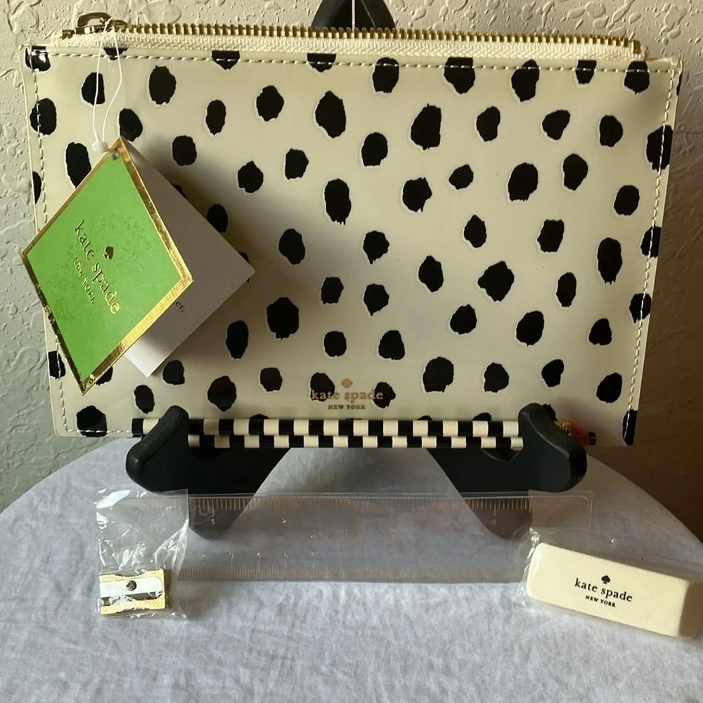 Kate Spade: Pencil Pouch & Strike Gold Sticky Note Set-Lot of 7